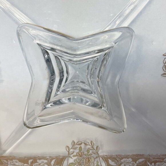 Ovington’s Alhambra Glass Cake Pedestal Platter Gold Floral Inlay Elegant Shape - Picture 12 of 14